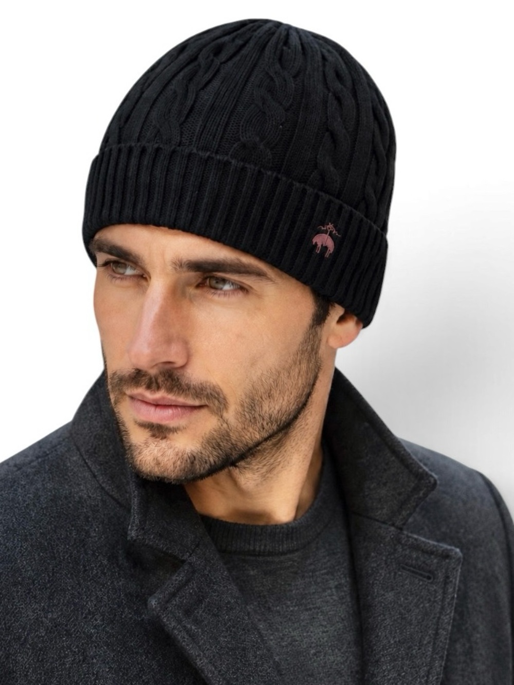 Brooks Brothers Men’s Signature Wool Cashmere Ribbed Beanie Black OS NWOT